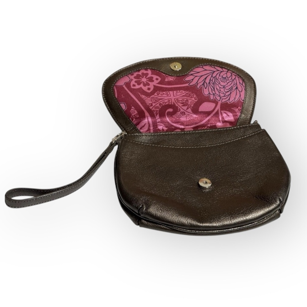 Brighton Leather Coin Pouch Brown Flower Small Purse - Picture 6 of 11